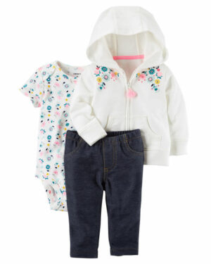 ENSEMBLE FILLE CARTERS 3PCS LEGGINS  CARDIGAN