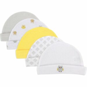 LOT DE 5 BONNET DE NAISSANCE EN COTON