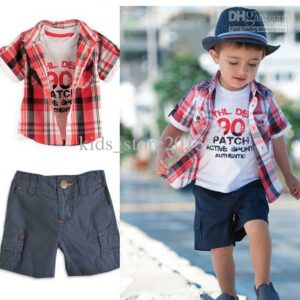 ENSEMBLE 3 PIECES CHEMISE CARREAU