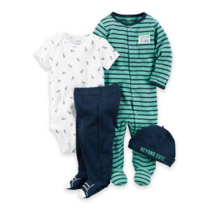 ENSEMBLE BEBE 4PIECES CARTERS BLUE