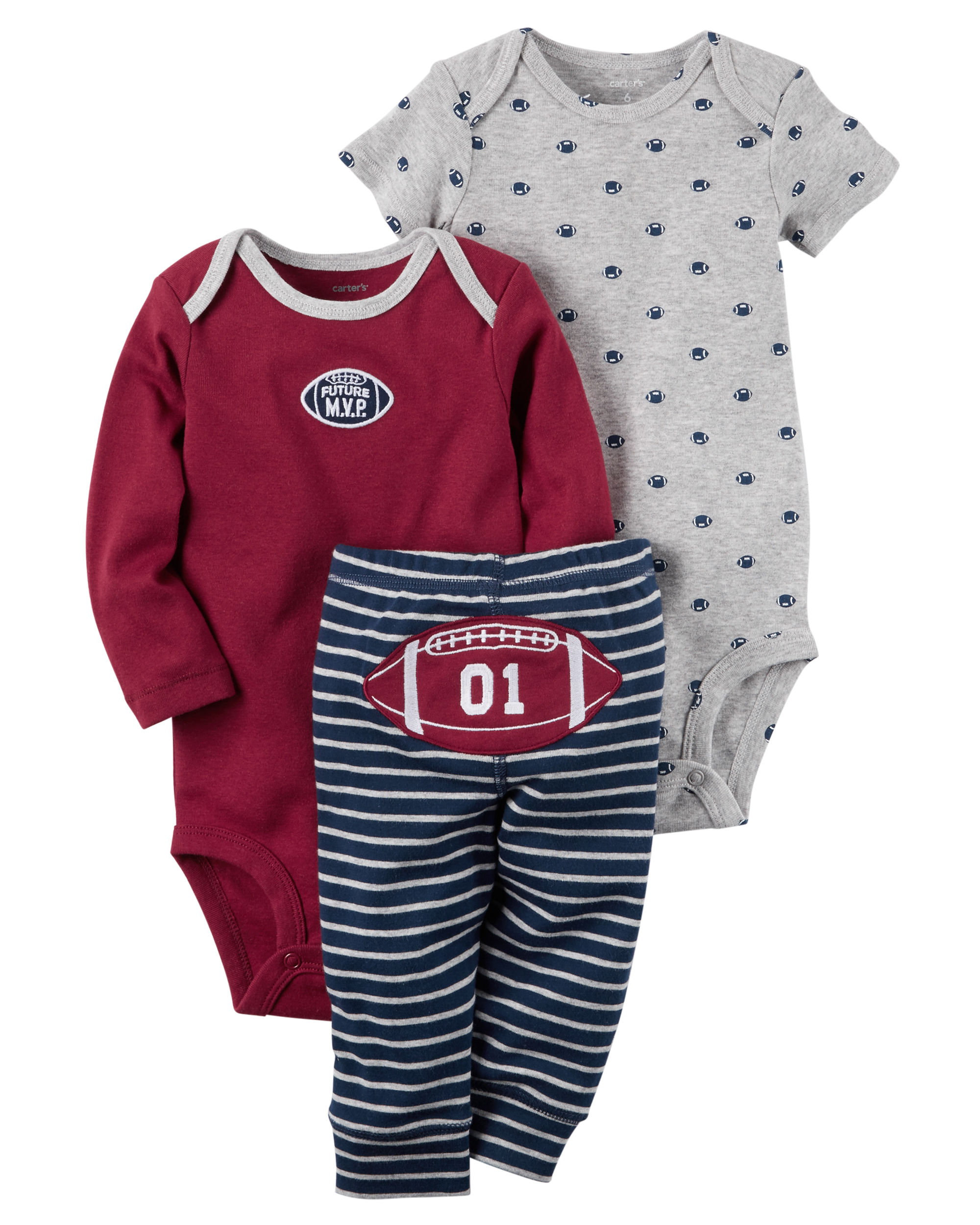 ENSEMBLE BEBE 3PCS CARTERS BLEU ET GRIS