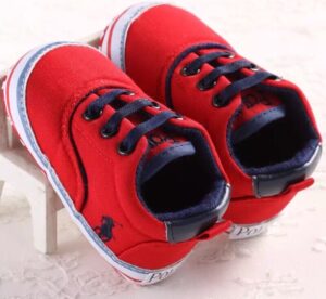 CHAUSSURES BEBE GARCON ROUGE A LACETS