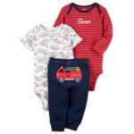 ENSEMBLE BEBE 3PCS CARTERS RAYURES ROUGES 3M-24M