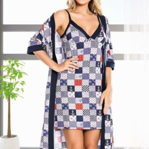 PYJAMA 4PCS COTON BLEU A MOTIFS