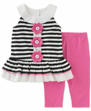 ENSEMBLE FILLE LEGGINGS RAYURES