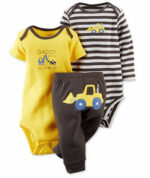 ENSEMBLE BEBE 3PCS CARTERS 3M-24M MARRON JAUNE