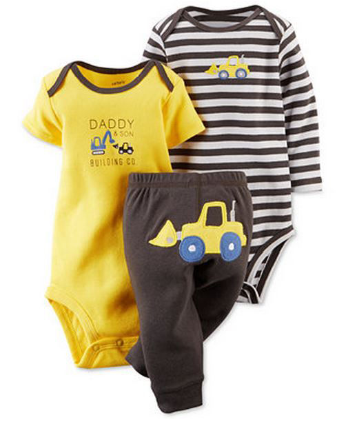 ENSEMBLE BEBE 3PCS CARTERS 3M-24M MARRON JAUNE