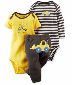 ENSEMBLE BEBE 3PCS CARTERS 3M-24M MARRON JAUNE