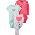 ENSEMBLE BEBE 3PCS CARTERS ROSE 0-24M
