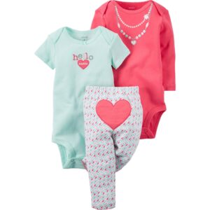ENSEMBLE BEBE 3PCS CARTERS ROSE 0-24M