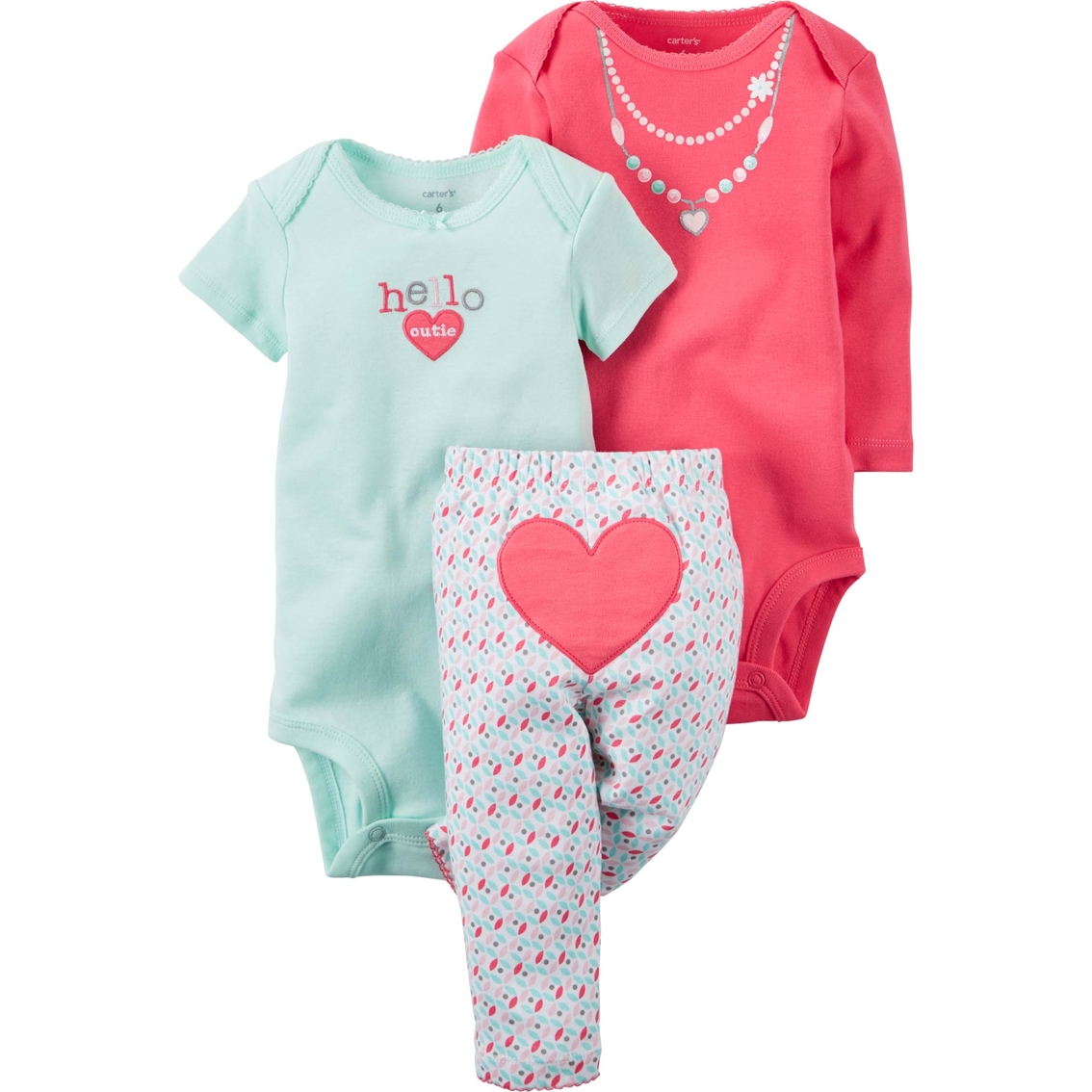 ENSEMBLE BEBE 3PCS CARTERS ROSE 0-24M