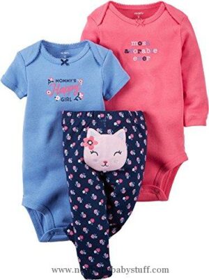 ENSEMBLE BEBE 3PCS CARTERS ROSE ET BLEU 3M-24M