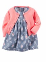 ENSEMBLE 2PCS CARTERS ROBE+BOLERO ORANGE BLEU