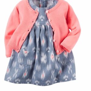 ENSEMBLE 2PCS CARTERS ROBE+BOLERO ORANGE BLEU