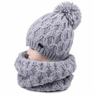 BONNET LAINE NŒUD AVEC ÉCHARPE