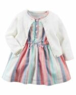 ENSEMBLE 2pcs CARTERS ROBE+BOLERO BLANC