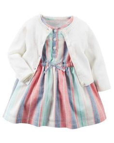 ENSEMBLE 2pcs CARTERS ROBE+BOLERO BLANC