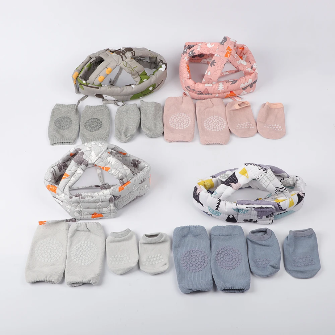 Casque de protection bébé anti-chute avec genouillères et chaussettes anti-Derapantes – Sécurité et confort pour les premiers pas – Image 6