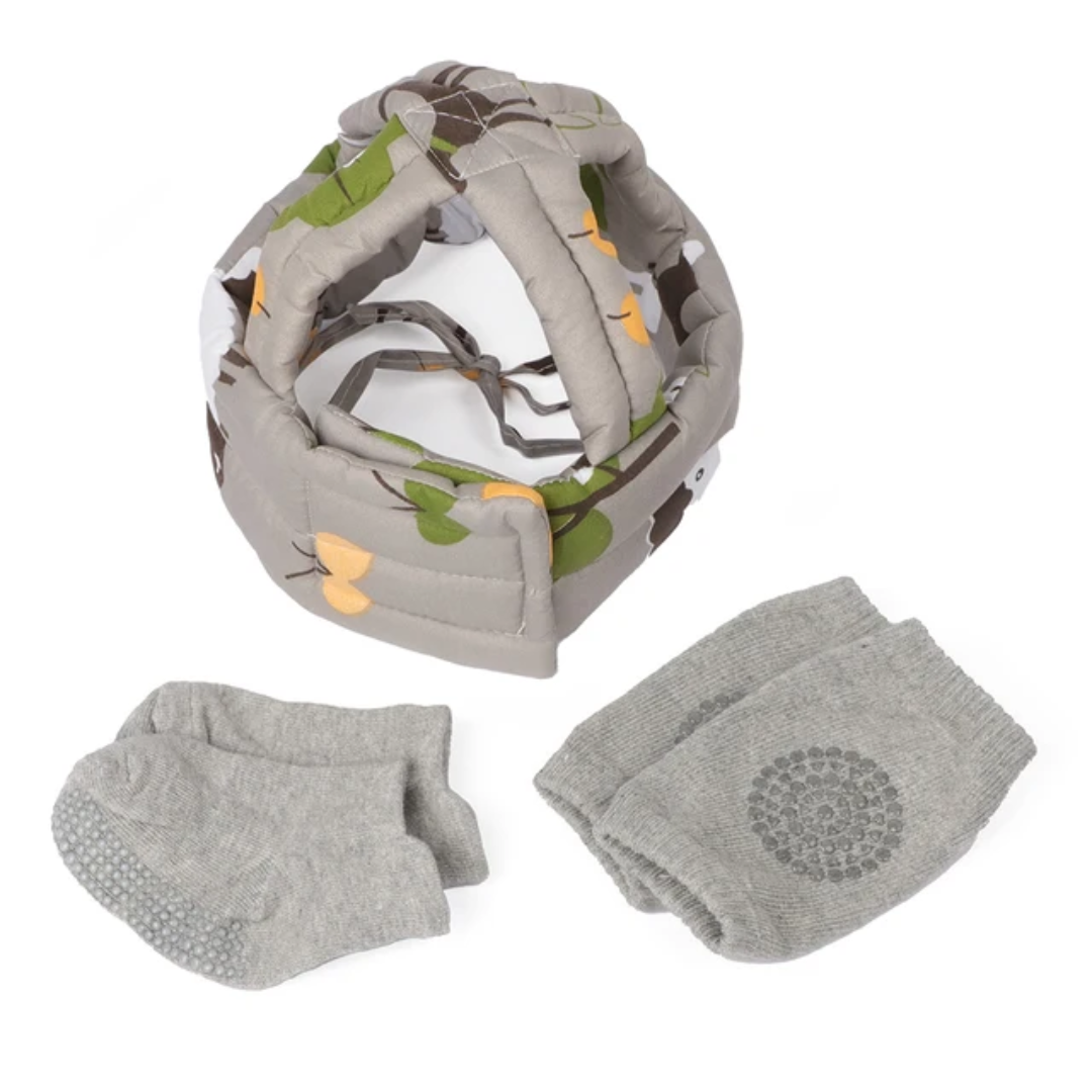 Casque de protection bébé anti-chute avec genouillères et chaussettes anti-Derapantes – Sécurité et confort pour les premiers pas – Image 3