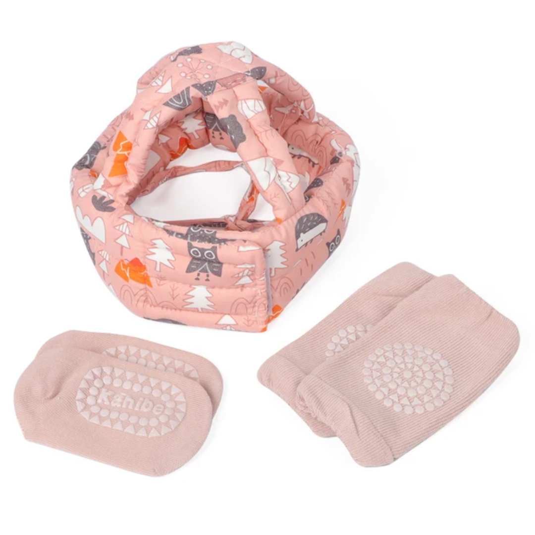 Casque de protection bébé anti-chute avec genouillères et chaussettes anti-Derapantes – Sécurité et confort pour les premiers pas – Image 7