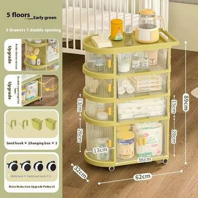 Meuble de rangement multifonction pour bébé avec roulettes – Organisateur de nursery pratique et élégant – Image 2