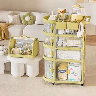 Meuble de rangement multifonction pour bébé avec roulettes – Organisateur de nursery pratique et élégant – Image 3