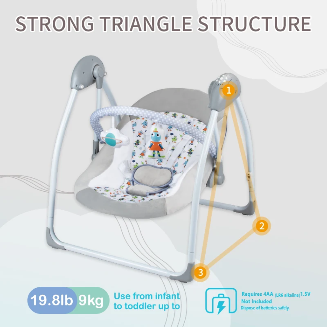 Balancelle électrique bébé pliable avec musique et jouets – Confort, sécurité et détente | Maternita – Image 3