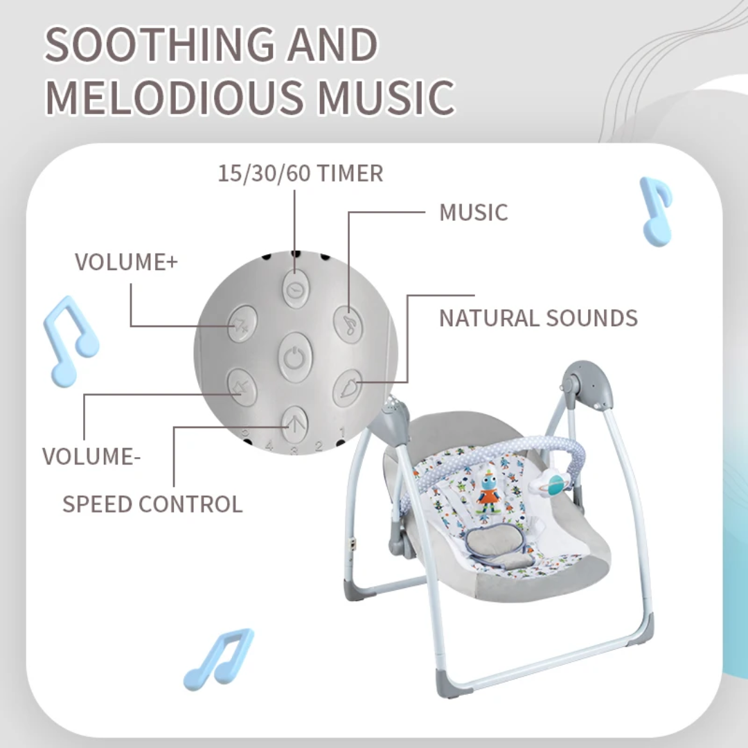 Balancelle électrique bébé pliable avec musique et jouets – Confort, sécurité et détente | Maternita – Image 13