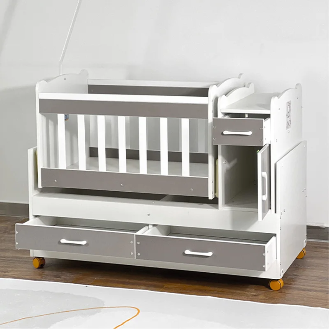 Lit Bébé Multifonction avec Tiroirs et Rangement – Design Moderne Bois & Blanc | Maternita Dakar – Image 6