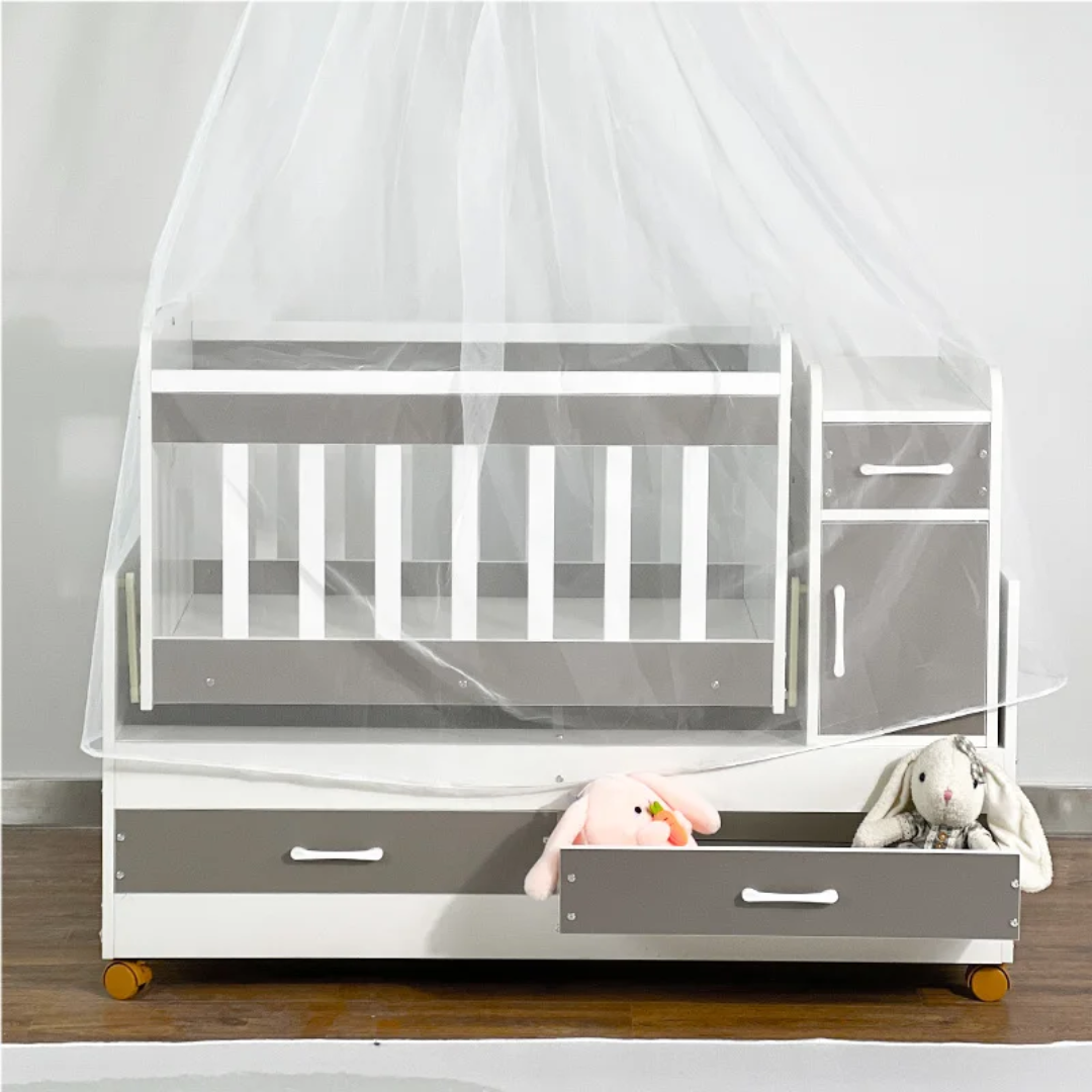 Lit Bébé Multifonction avec Tiroirs et Rangement – Design Moderne Bois & Blanc | Maternita Dakar – Image 8