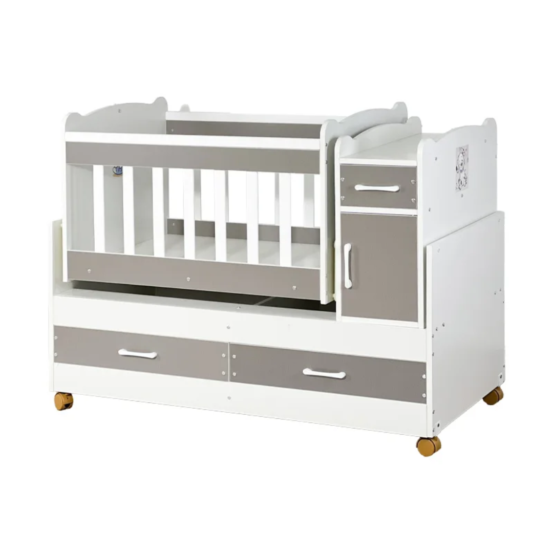 Lit Bébé Multifonction avec Tiroirs et Rangement – Design Moderne Bois & Blanc | Maternita Dakar – Image 4