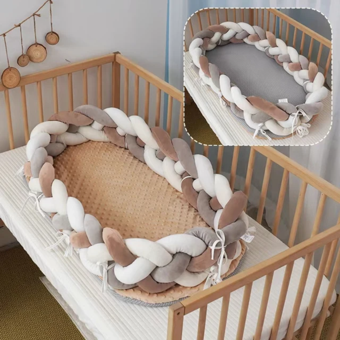 Couffin bébé tressé avec moustiquaire – Confort, sécurité et élégance 🌿👶 – Image 4