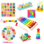 Coffret Montessori en Bois – Jouet Éducatif Complet pour Bébé 👶🌈