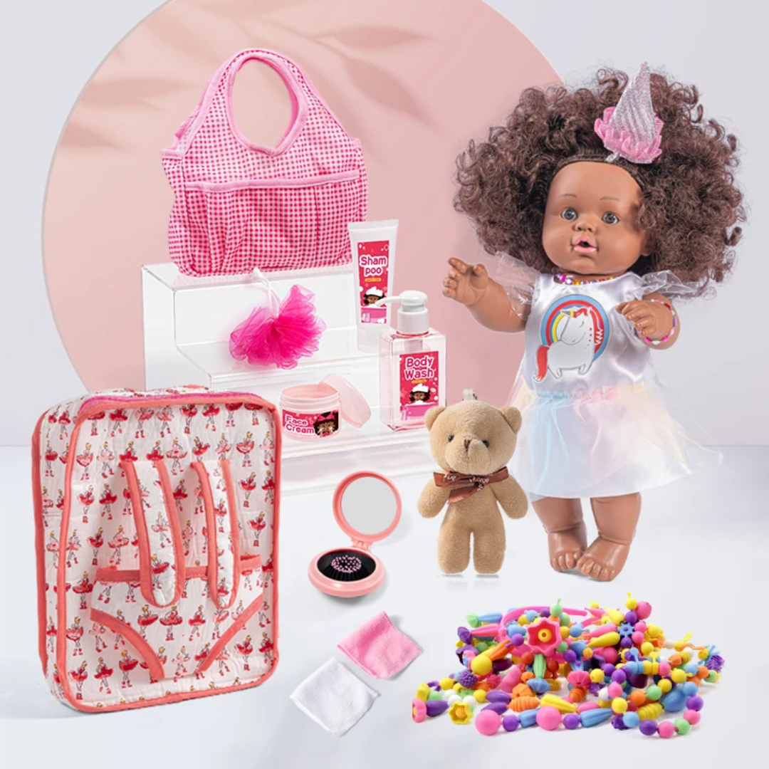 Poupée Bébé Noire Coiffure Afro + 6 Tenues & Accessoires – Set Complet – Image 2