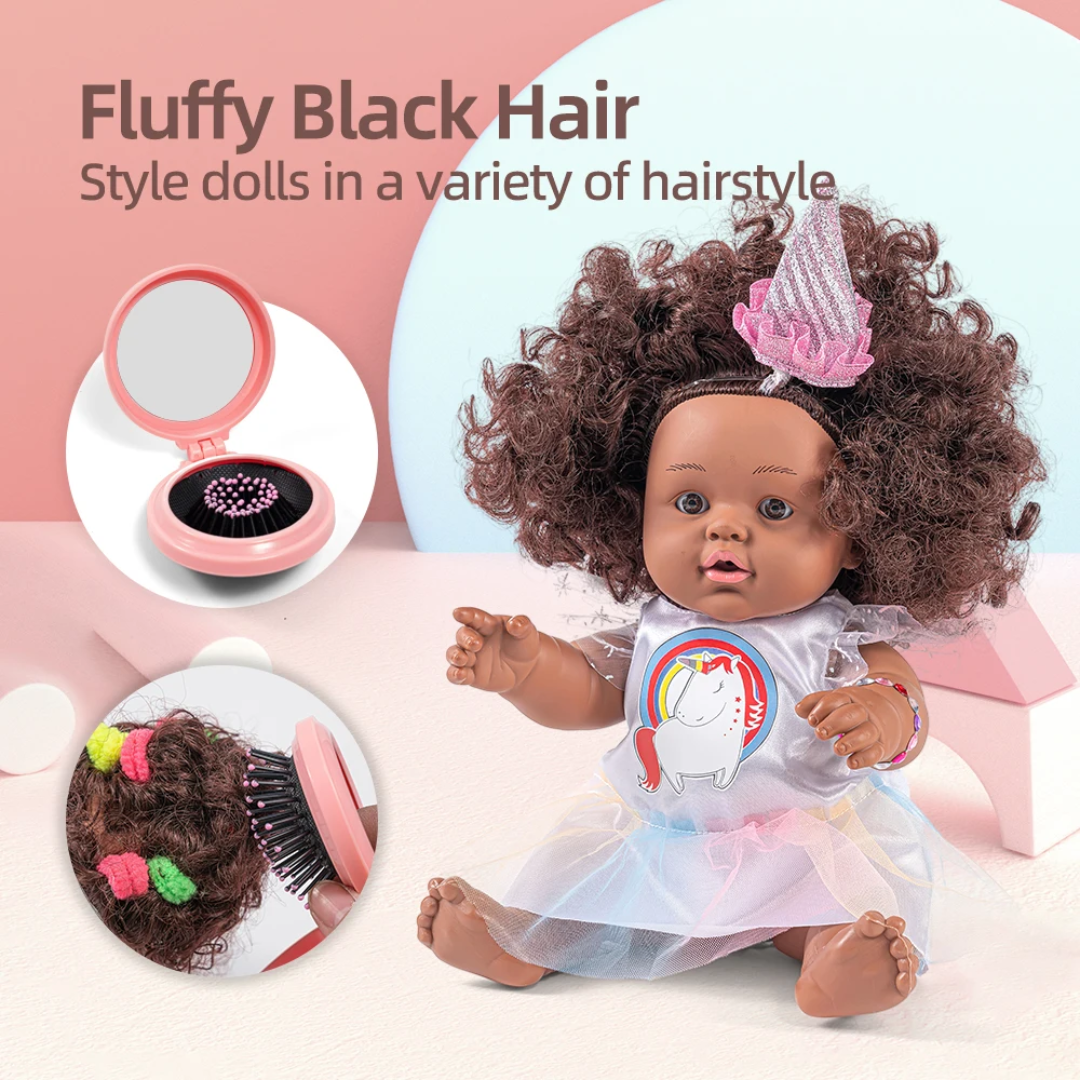 Poupée Bébé Noire Coiffure Afro + 6 Tenues & Accessoires – Set Complet – Image 3