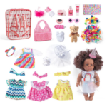 Poupée Bébé Noire Coiffure Afro + 6 Tenues & Accessoires – Set Complet