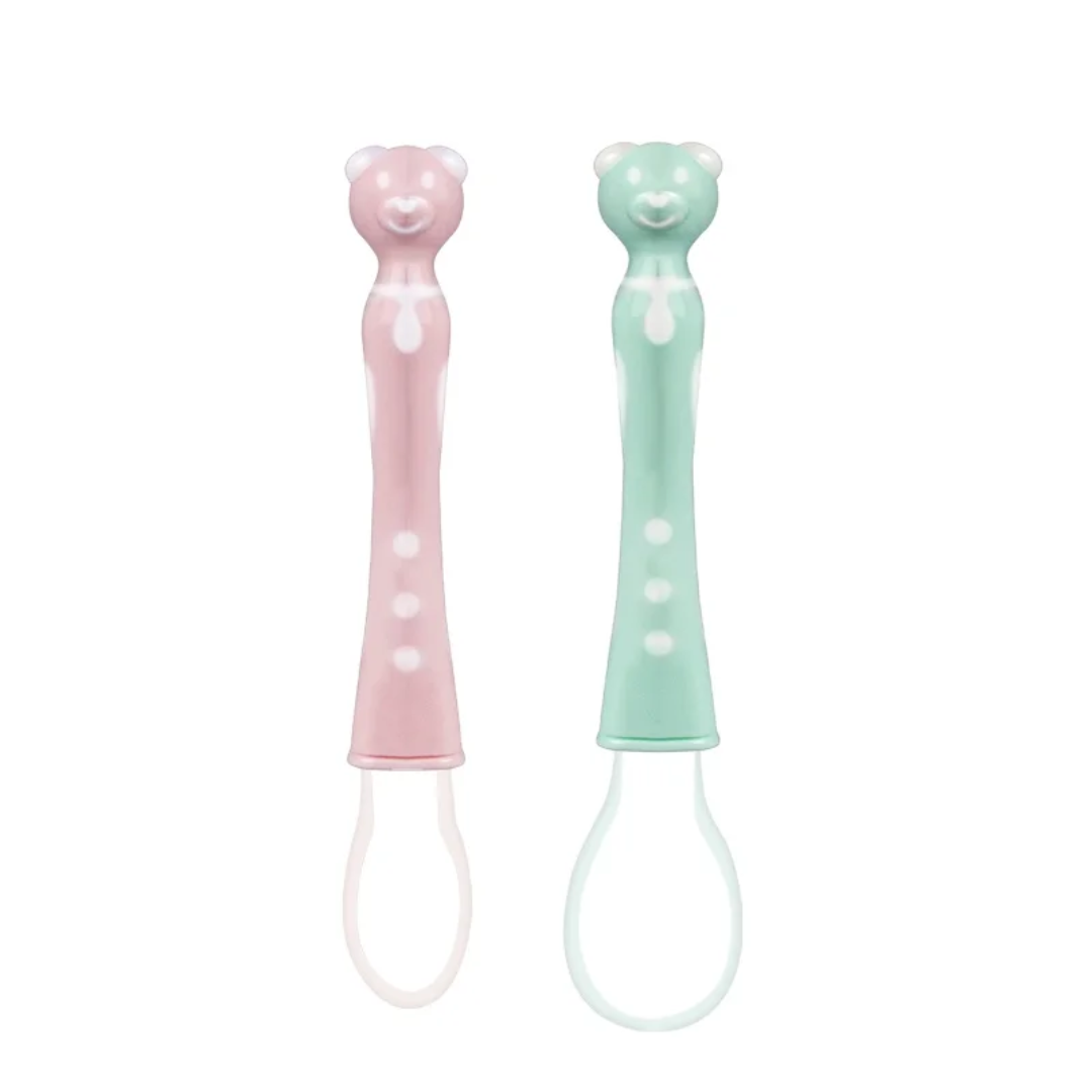Cuillère d’Alimentation Bébé en Silicone – Manche Ours Antidérapant (Lot de 2) – Image 4