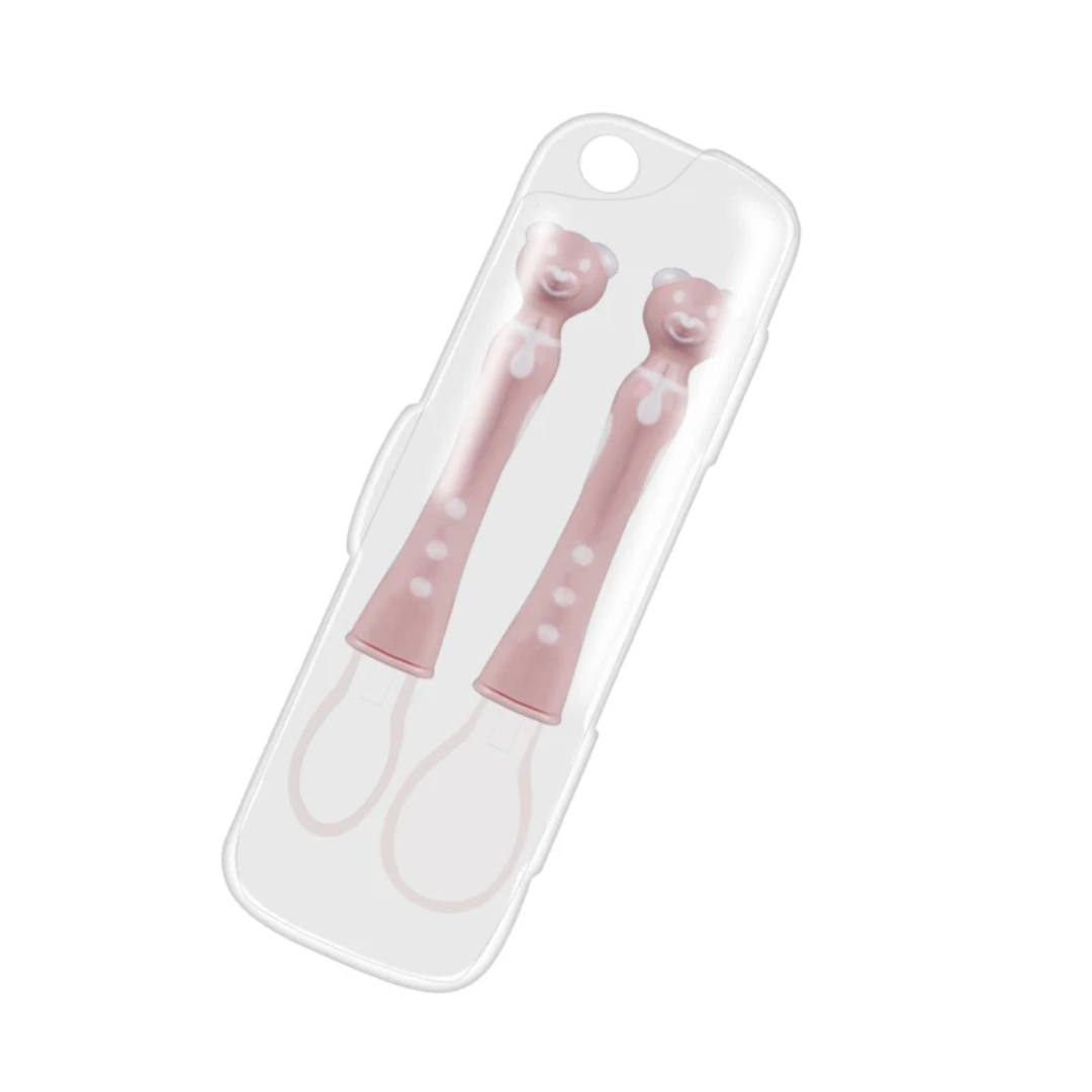 Cuillère d’Alimentation Bébé en Silicone – Manche Ours Antidérapant (Lot de 2) – Image 7