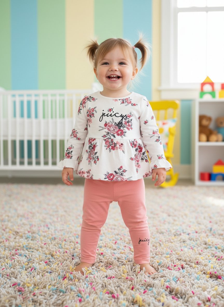 Ensemble Fille Juicy Couture Floral avec Legging Rose – Confort & Style Dakar – Image 11