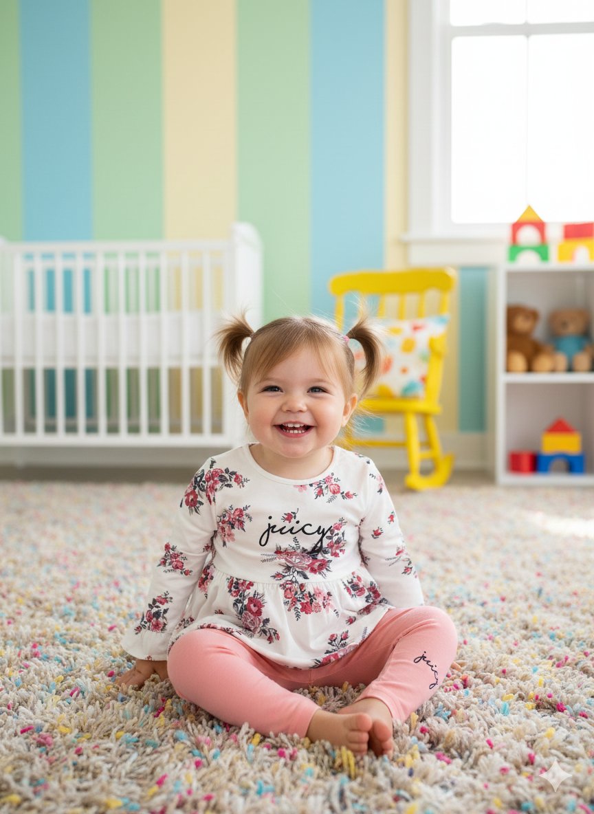 Ensemble Fille Juicy Couture Floral avec Legging Rose – Confort & Style Dakar – Image 2