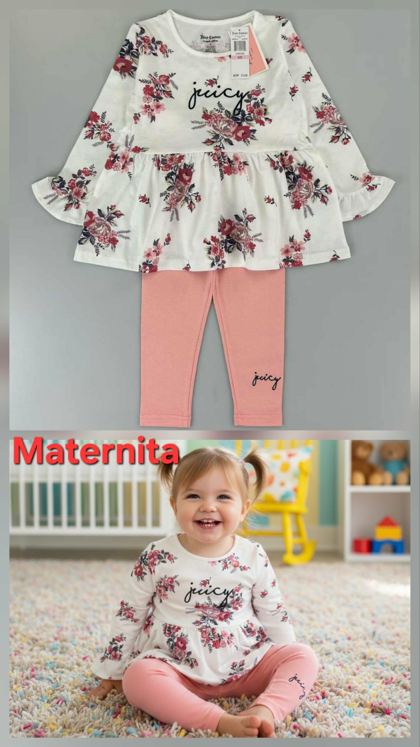 Ensemble Fille Juicy Couture Floral avec Legging Rose – Confort & Style Dakar – Image 12