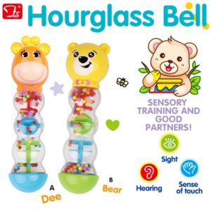 Hochet Sensoriel Bébé “Hourglass Bell” – Jouet d’Éveil Coloré dès 6 mois Dakar