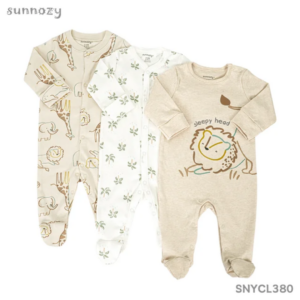 Ensemble 3 Pyjamas Bébé Grenouilleres en Coton – Marque Sunnozy (0-12mois) Dakar