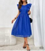 Robe élégante bleu royal à volants – Dakar