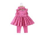 Ensemble Bébé Fille 3 Pièces Rose Imprimé – Robe, Legging et Bandeau | Bambinerie Maternita Dakar