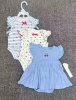 Ensemble Bébé Fille 3 Pièces Robes & Bodies Fleuris – Bambinerie Maternita Dakar