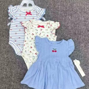 Ensemble Bébé Fille 3 Pièces Robes & Bodies Fleuris – Bambinerie Maternita Dakar