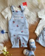 Ensemble Bébé Salopette Mini Sailor Bleu + Body Rayé – Confort & Style Marin | Maternita Dakar
