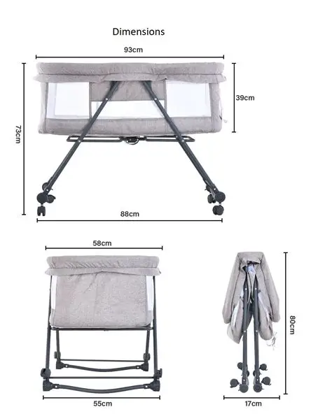Lit de bébé pliable avec dimensions