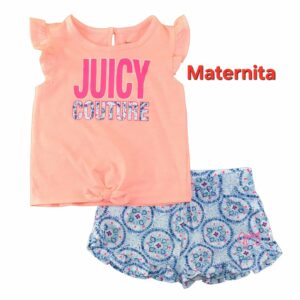Ensemble Fille Juicy Couture 2 Pieces short – Haut Rose & Short Fleuri | Bambinerie Maternita Dakar